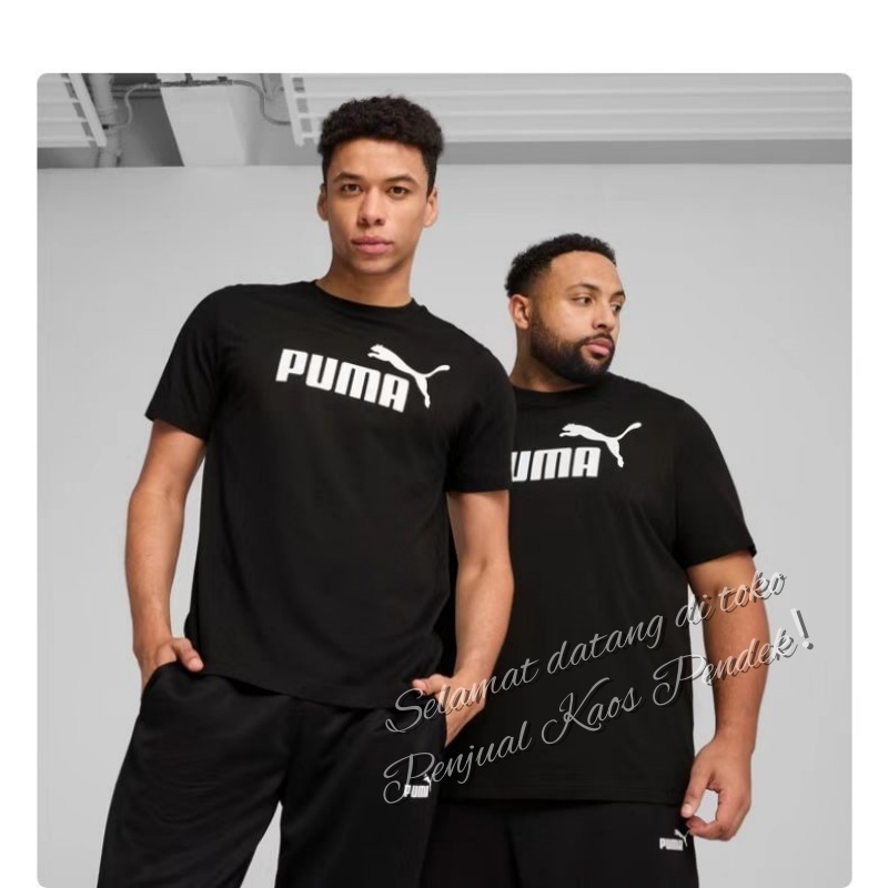 Kaos Pria Katun Combed Kios Resmi - Terbaru, Cetak Logo PUMA Putih Elegan, Lengan Pendek Slim Fit Ga