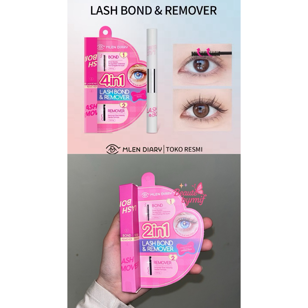 (ORIGINAL) MLEN DIARY lash bond dan remover bulu mata lem maskara  & penghapus bulu mata palsu