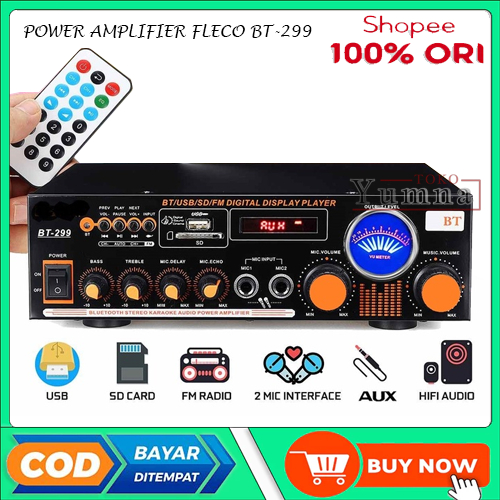 Power amplifier Bluetooth Fleco BT-299 Ampli Bluetooth BT 299 Ampli Karaoke Ampli Salon Aktif