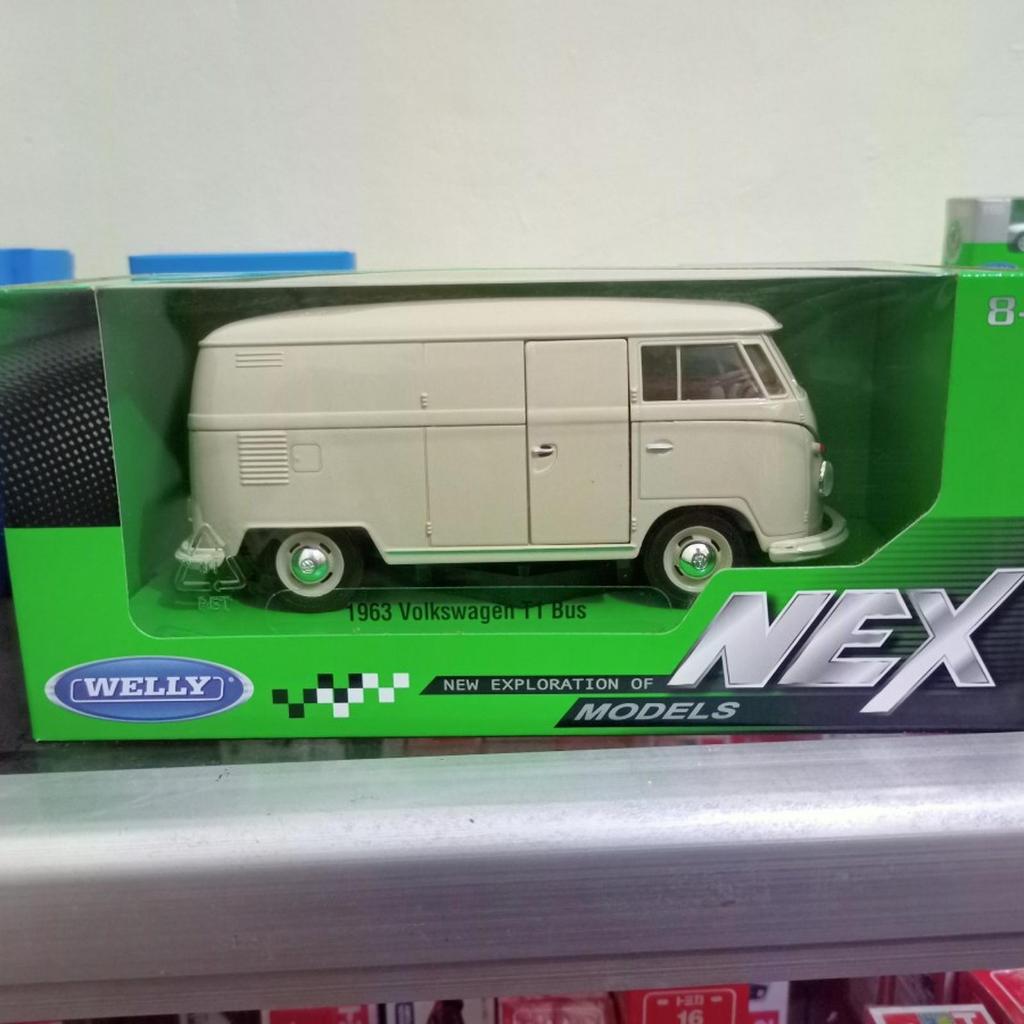 Diecast Volkswagen Bus VW T1 1963 biru Welly 1:24 Miniatur Volkswagen VW bus T1 1963 Diecast mobil m