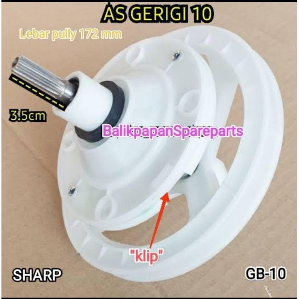 gearbox gear box mesin cuci sharp klip pully besar