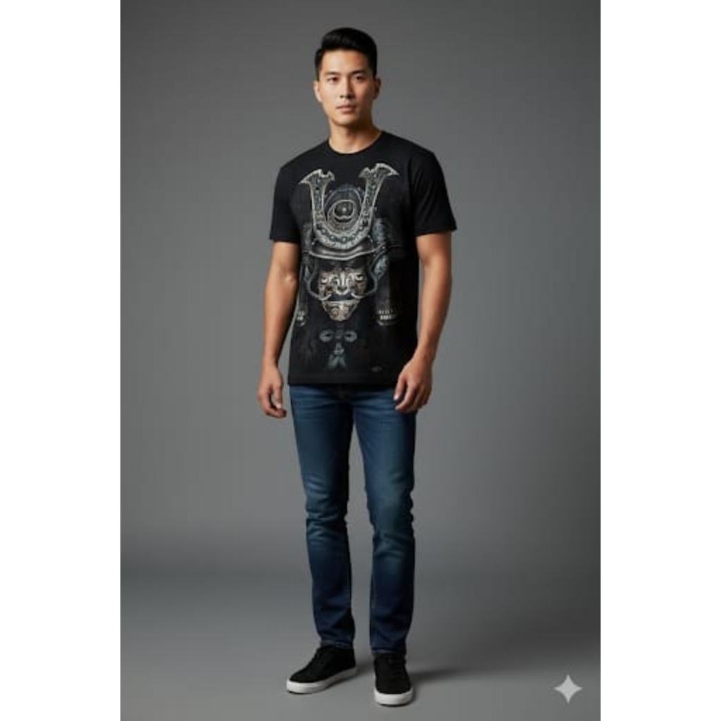 Kaos Realistik Samurai Jepang Hitam