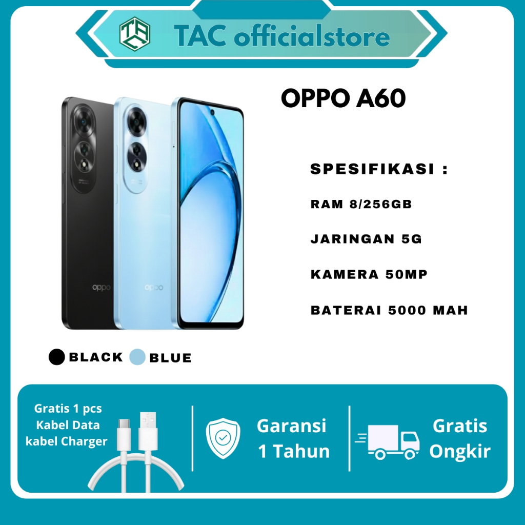 HP OPPO A60 LTE 5G RAM 8GB+256GB Large Battery 5000 mAh SUPERVOOC Garansi 1 Tahun