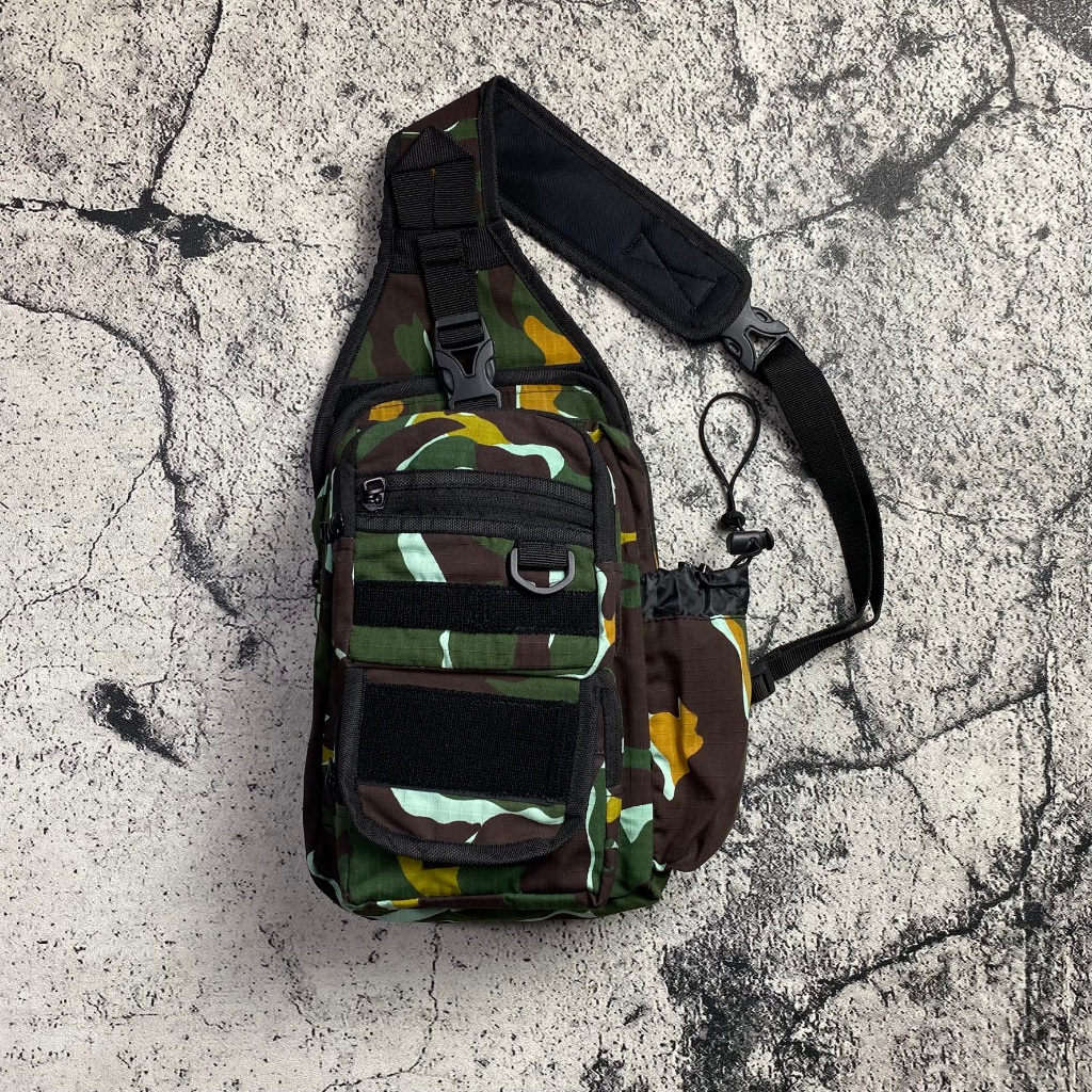 Tas Tactical Loreng PELOPOR BRIMOB Tas Slingbag Botol Tactical Tas Slempang Doreng BRIMOB POLRI