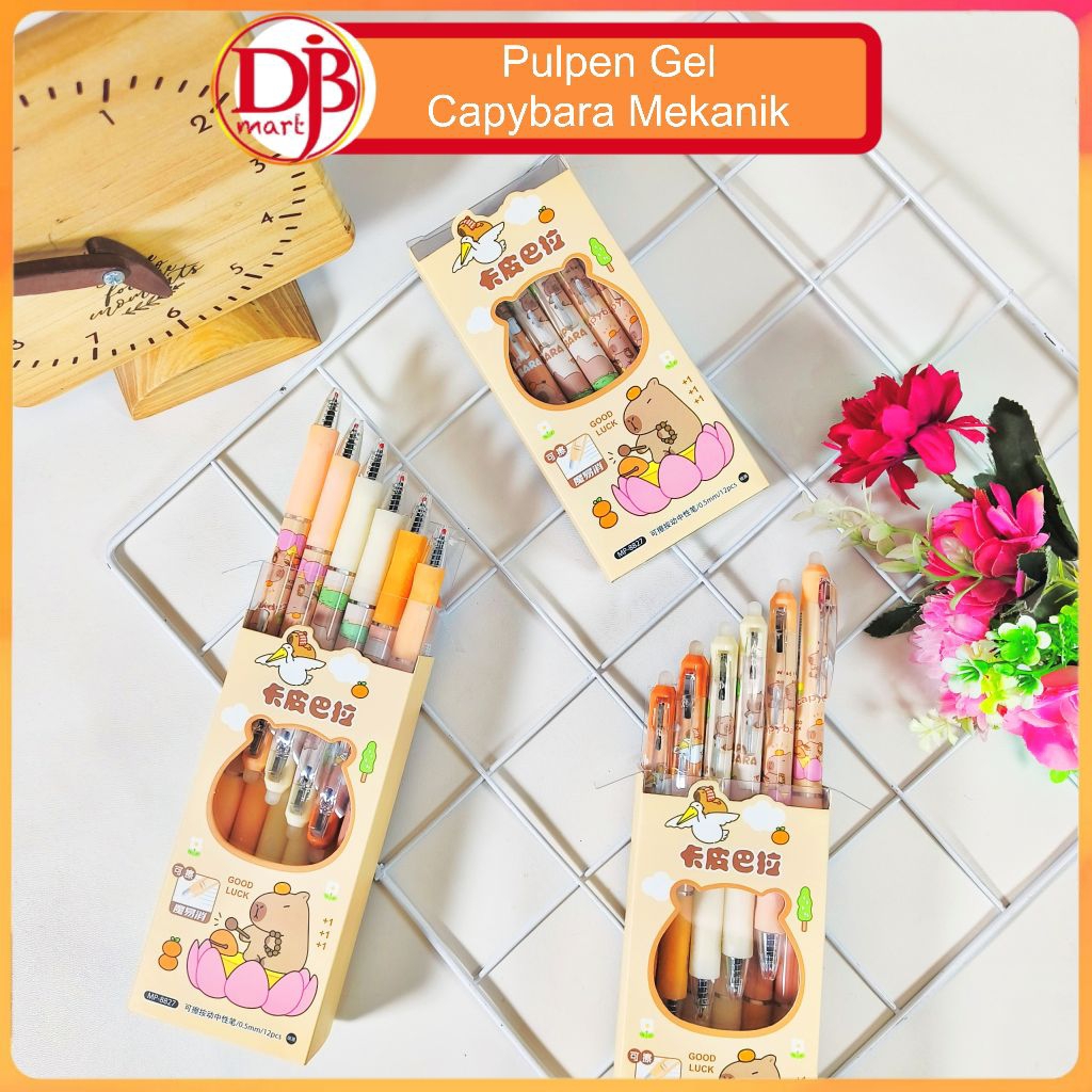 Pulpen 1 Pack | Pulpen Gel Lucu | Pulpen Hapus | Pack isi 12 Pcs Erasable Ink Tinta Hitam - DJB