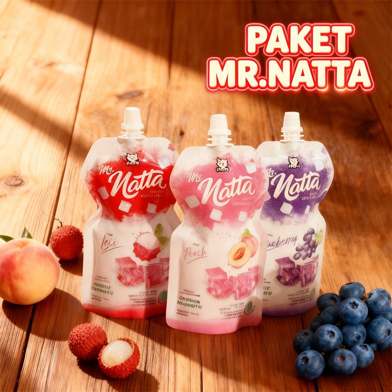 MR NATTA PAKET 10PCS ANEKA RASA Bebas gula Fruity Rendah lemak Alami Candy snack Food Snacks