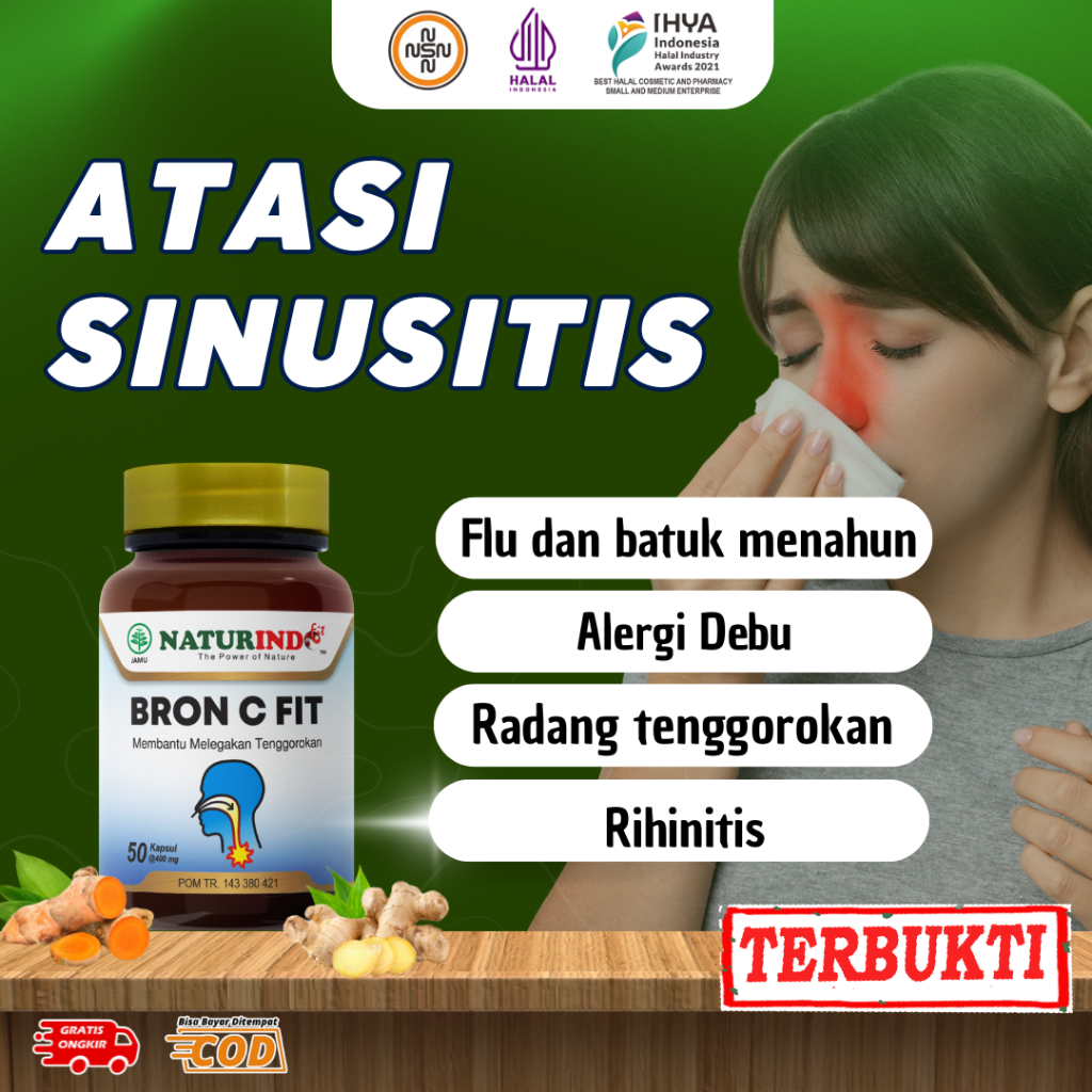 BRON C FIT NATURINDO HERBAL BATUK, SINUSITIS, RHINITIS, CUCI HIDUNG