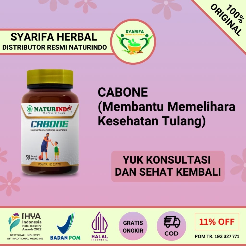 Naturindo Cabone Obat Patah Tulang Dan Retak Penyambung Perekat Kalsium Nutrisi Tulang Cabone