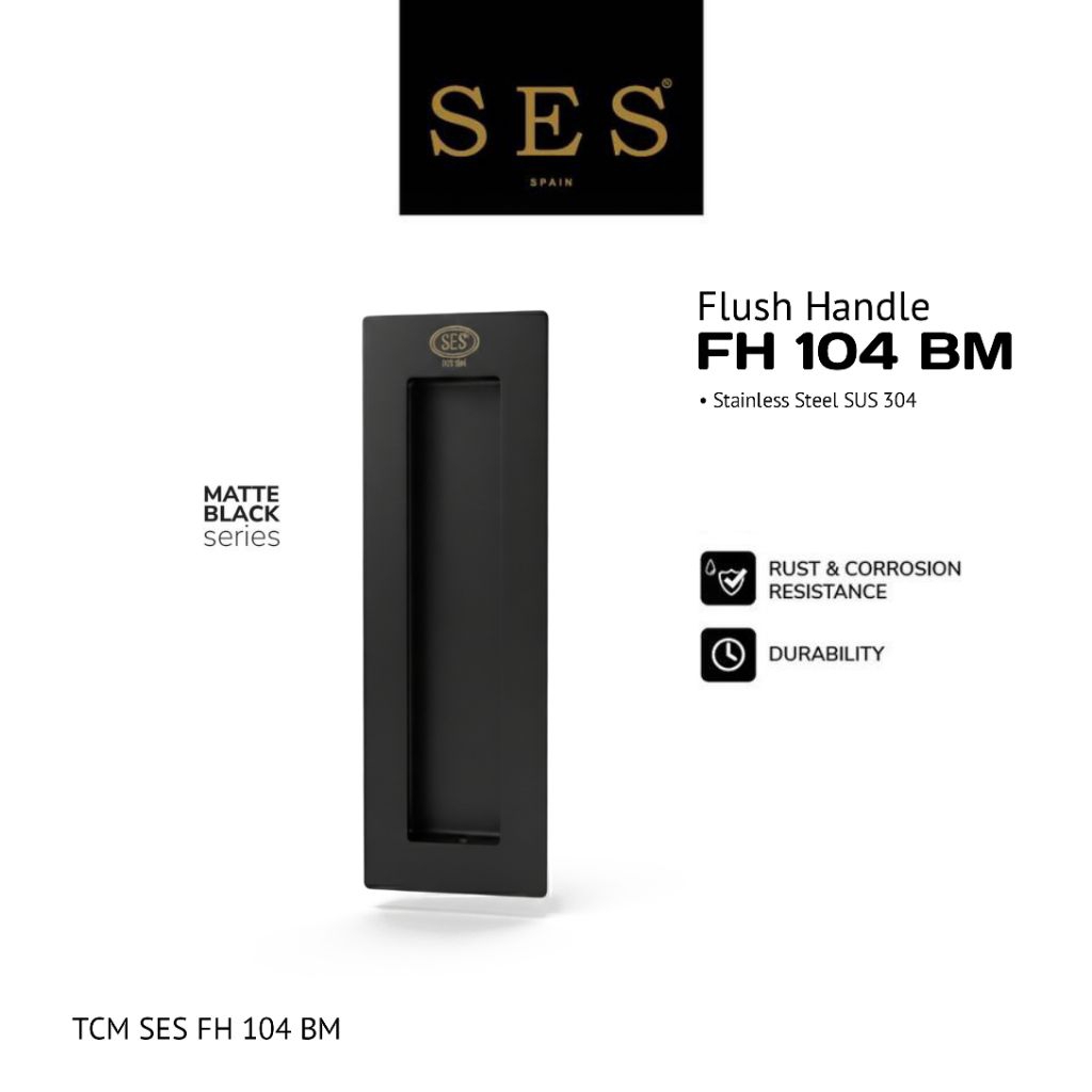 Handle Tanam Pintu Geser / Flush Pull SES FH 104 BM Sus 304
