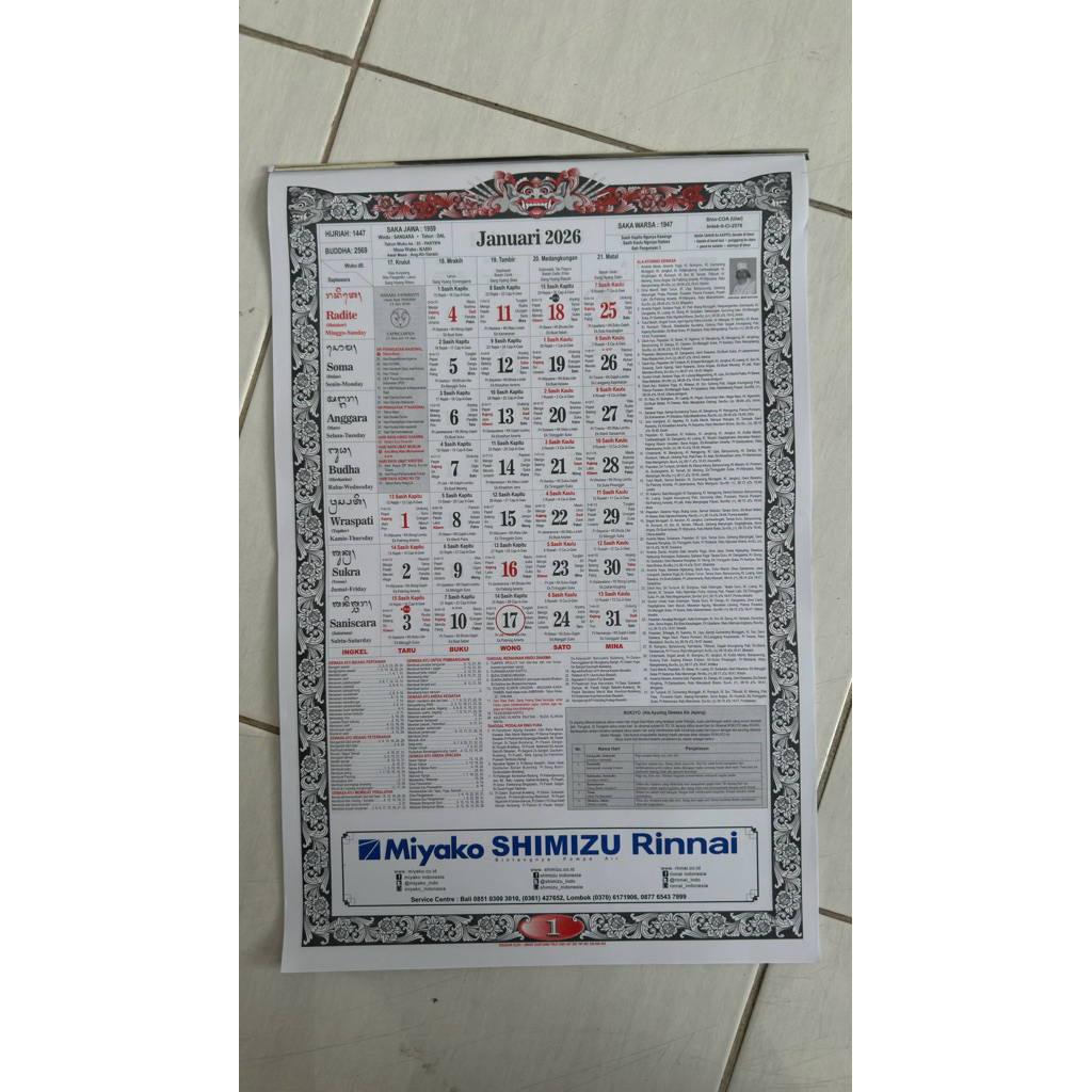 kalender bali 2026 stock banyak