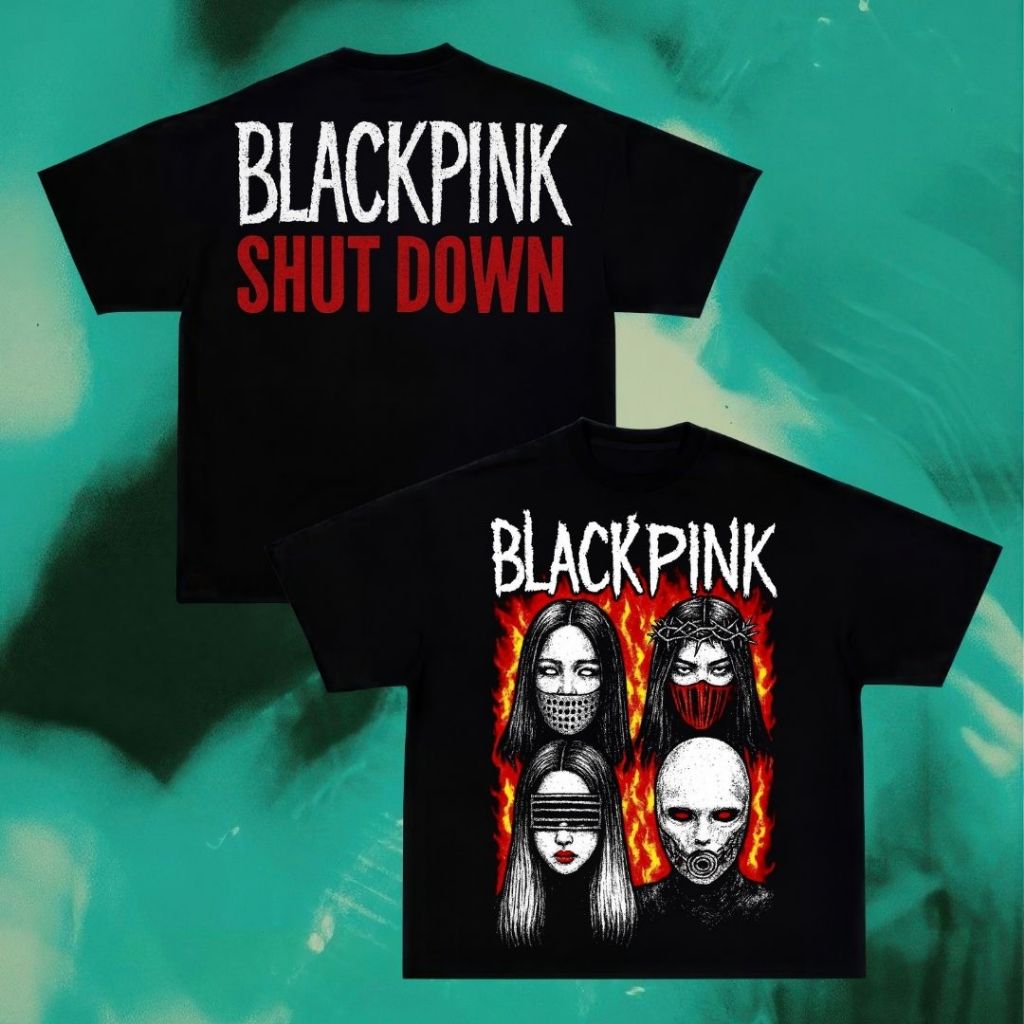 Glatosphere "Blackpink Shut Down" Oversized T-Shirt | Black | Kaos Oversize | Vintage | Atasan