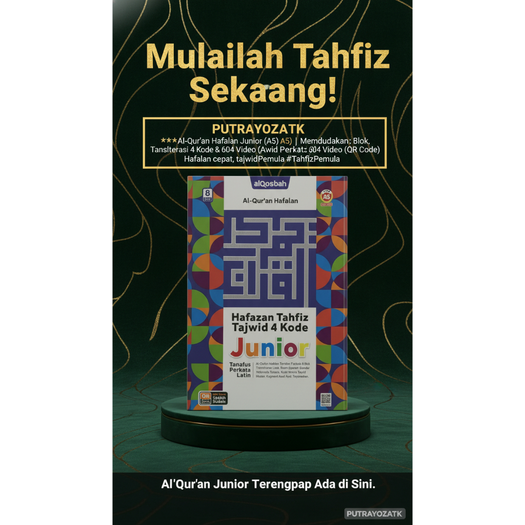 HAFAZAN JUNIOR TAHFIZ A5 TAJWID 8 BLOK WARNA 4 KODE / AL- QURAN HAFALAN HAFAZAN JUNIOR