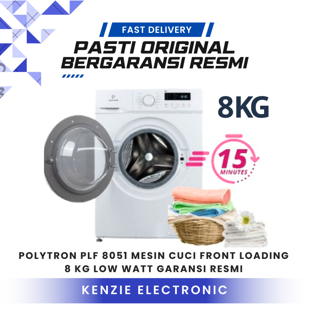 POLYTRON PFL-8051 Mesin cuci front loading 8 KG low watt PFL8051