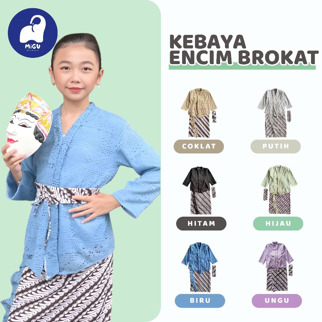 MIGU KEBAYA ANAK ENCIM BROKAT HIJAB MUSLIM LENGAN PANJANG KEBAYA ANAK JAWA BAJU ADAT BALI JAWA BAGUS