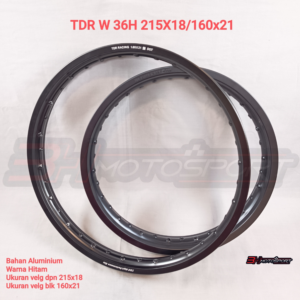 VELG TDR W 36H UKURAN 215x18/160x21 HITAM