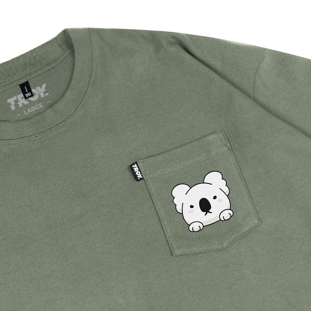Troy Company Boxy Pocket Oversize Tshirt Sage Green Koala - Kaos Boxy Oversize Hijau Sage BKD 3454