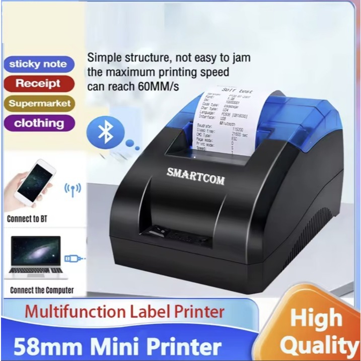 SMARTCOM Printer Thermal Bluetooth RPP02N Support Moka Pos Printer Kasir Mini Bluetooth Support Moka