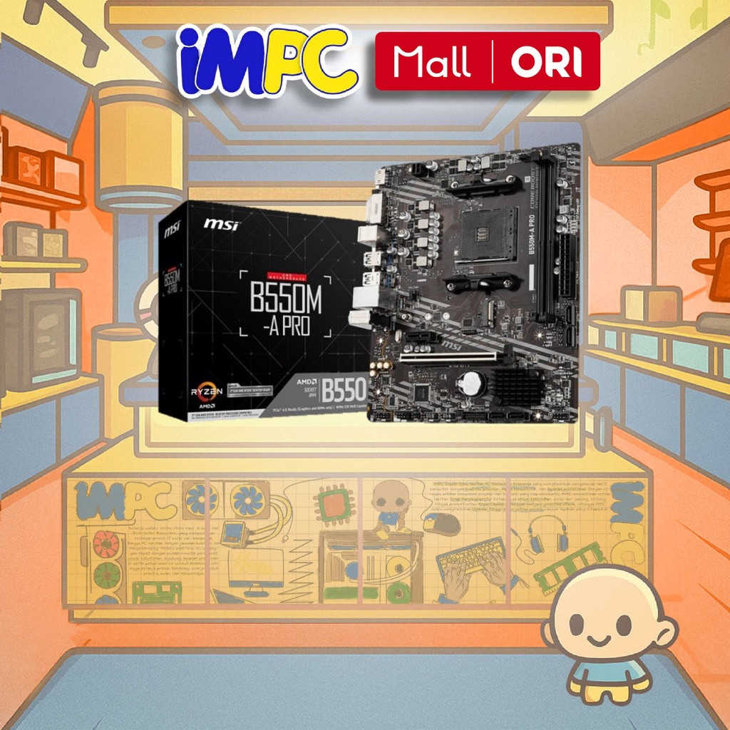 MSI Motherboard B550M A PRO (Socket AM4, AMD, DDR4, MATX)