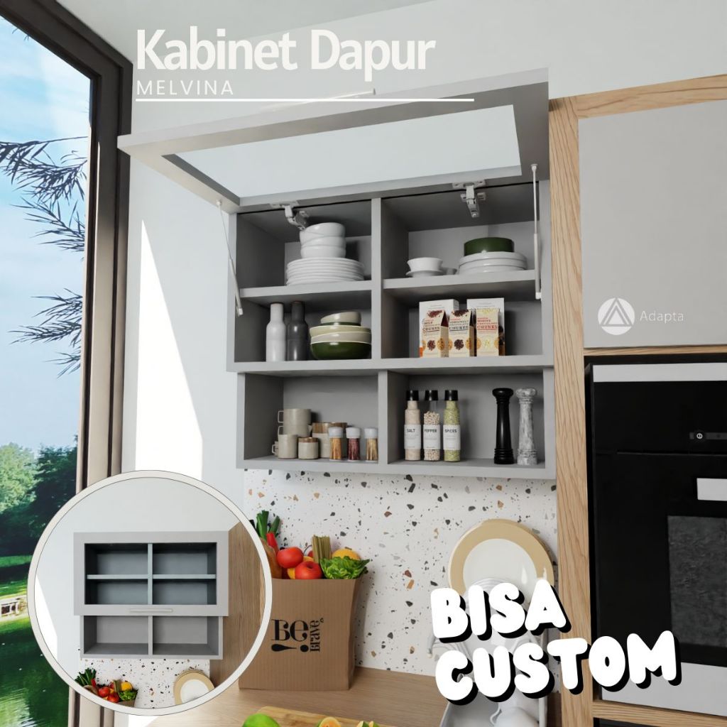 Adapta - Lemari Dapur Pintu Kaca - Kabinet Dapur Bukaan Ke Atas - Kabinet Dapur Gantung - AL_MELVINA
