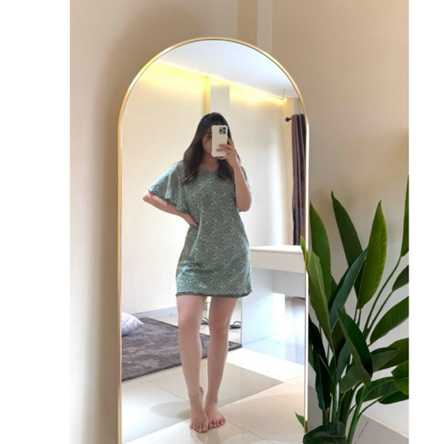 PRELOVED GREEN DRESS HIJAU RUMBAI BUNGA SAGE GREEN SIZE L