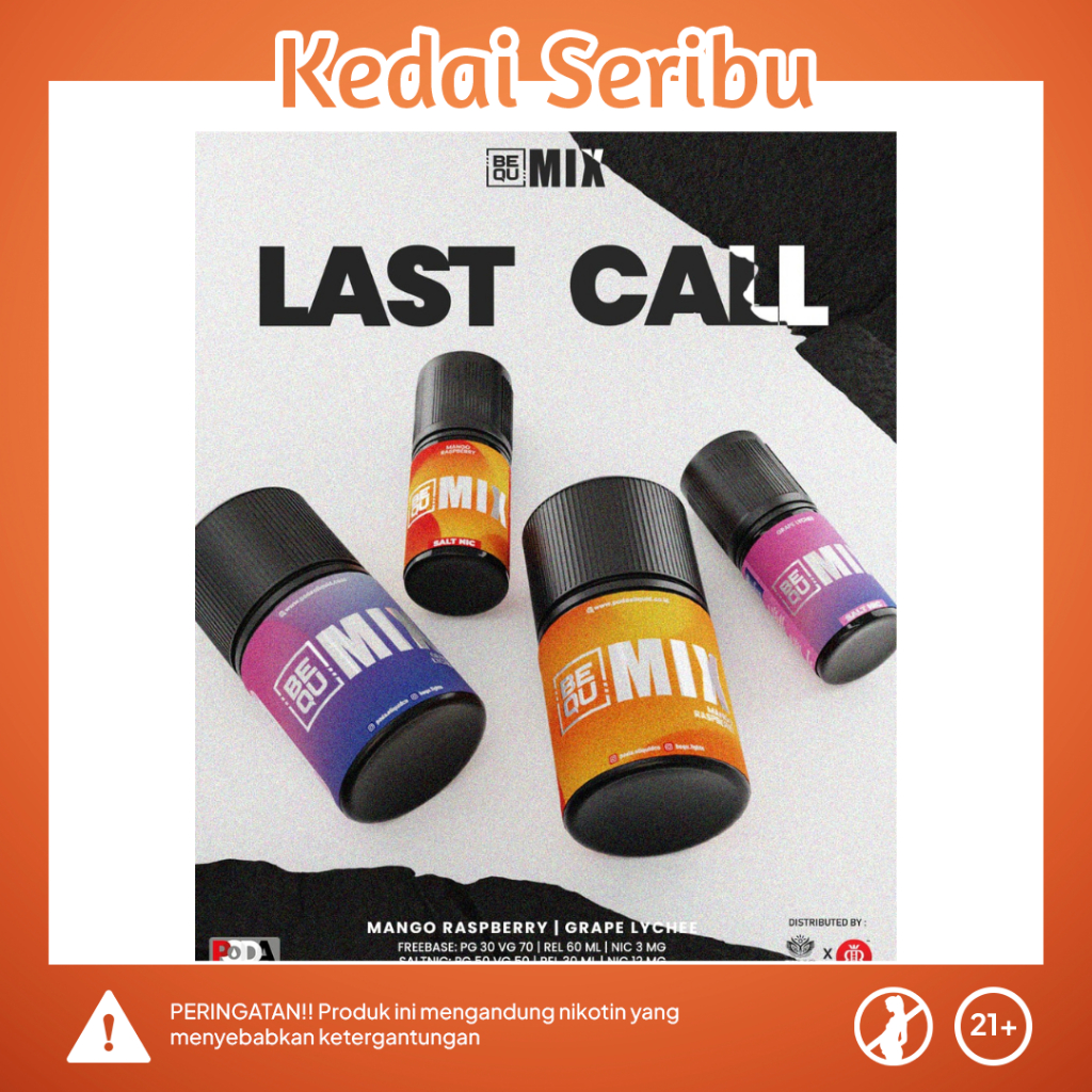 BEQU NEW FLAVOUR MIX SERIES FREEBASE 60ML 100% AUTHENTIC BY PODA