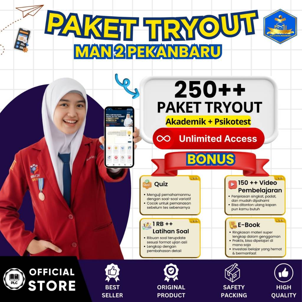 PLC - Tryout Online MAN 2 Pekanbaru 2026 – Aplikasi CAT Online, Tryout & Akun Belajar Lengkap
