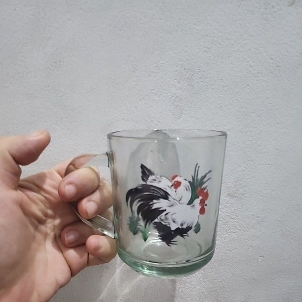 cangkir kopi ayam bening gelas ayam bening kaca kukuruyuk rooster cup