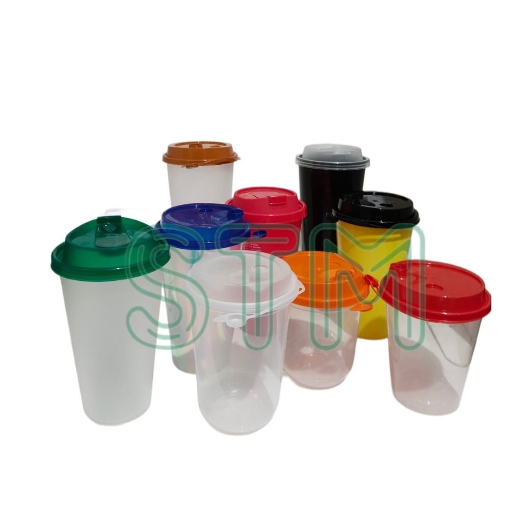 Isi 25Pcs/Set Cup Injection Lengkap 12/14/16/22-24oz Flip Lid/Sambung Per Pack Gelas Injeksi Tebal S