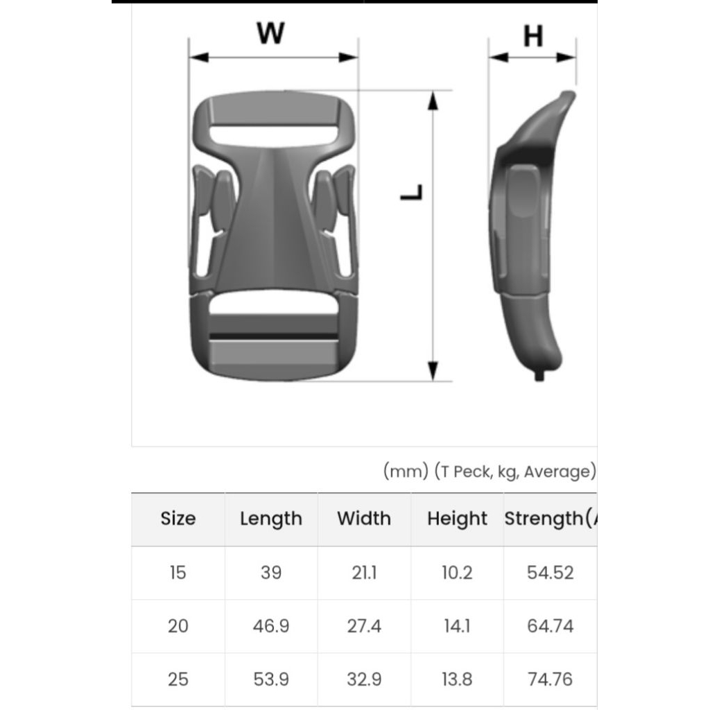 buckle tas/ring sodok  (woojin) uk 2.0cm/20mm