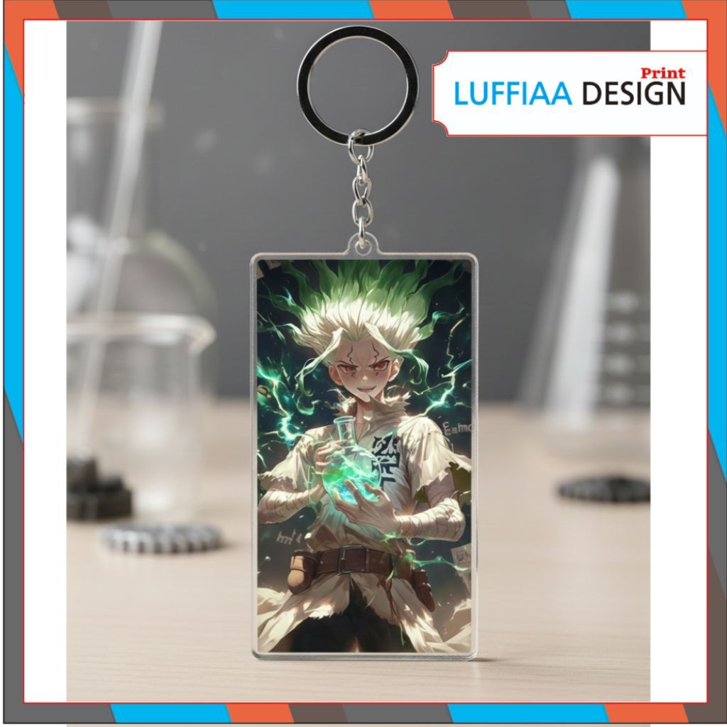 Gantungan kunci akrilik ukir kotak karakter anime Dr stone | keychain senku Dr stone | merchandise a
