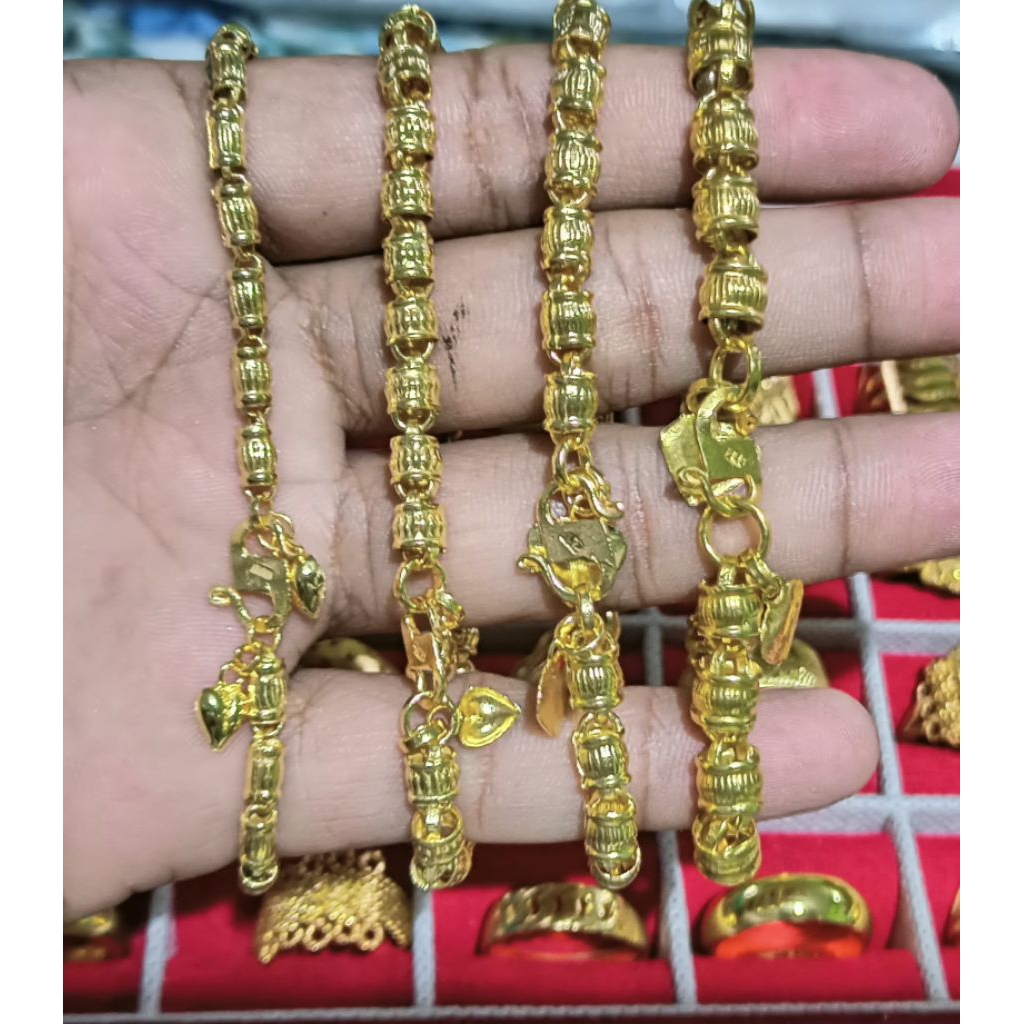 GELANG BAMBU GUCI GELANG BAMBU GENTONG LAPIS EMAS 24K