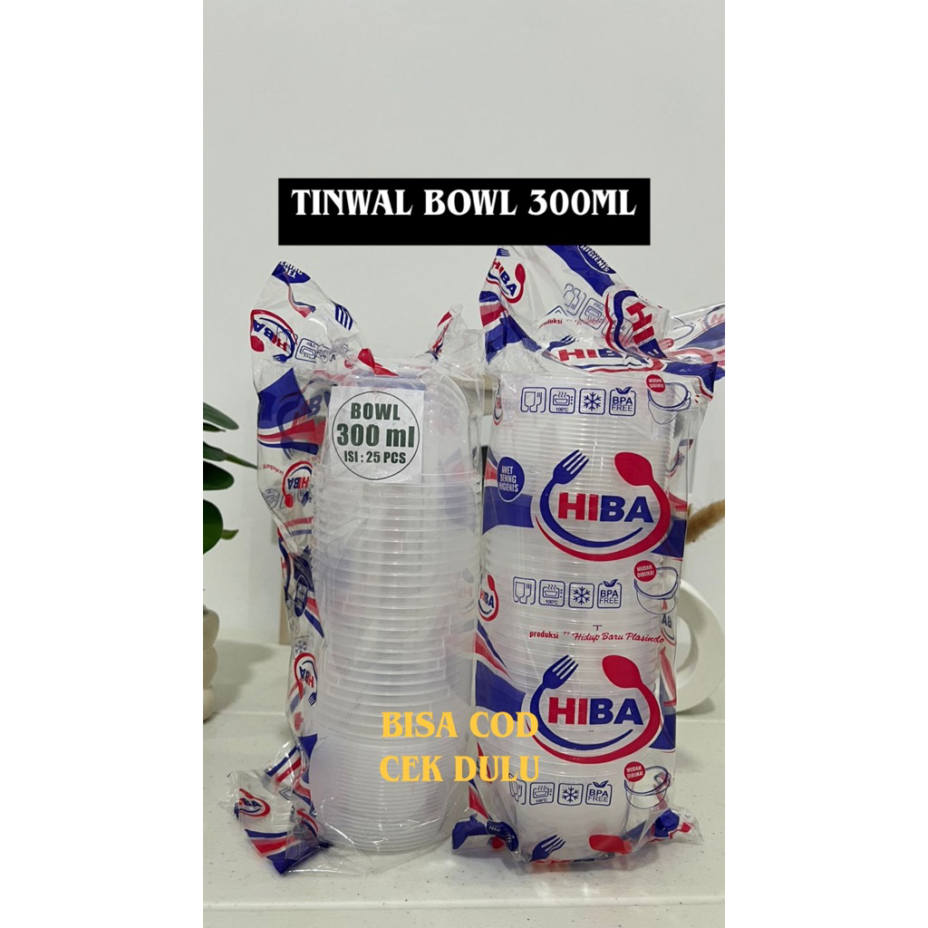 Tinwal HIBA bowl 300ml isi 25 pcs sudah + tutup