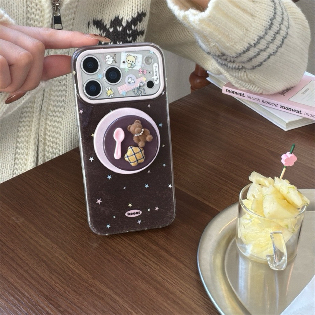 Cute colorful Star Brown Bear Magnetic Popsocket Magsafe Case Iphone 13 14 15 16 17 Pro Promax | BON