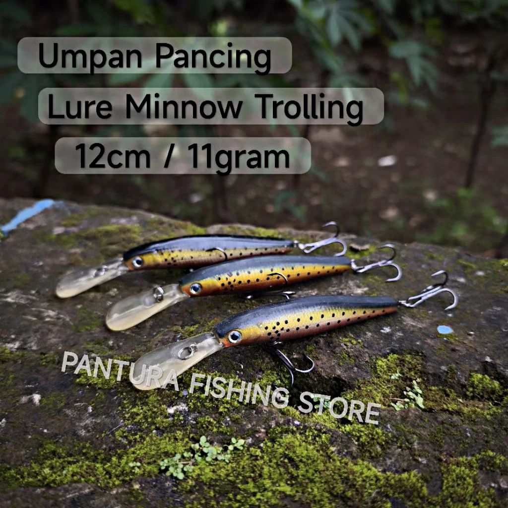 Lure Umpan Pancing Casting Minnow Trolling Troling Tenggiri Ukuran 12cm 11gram