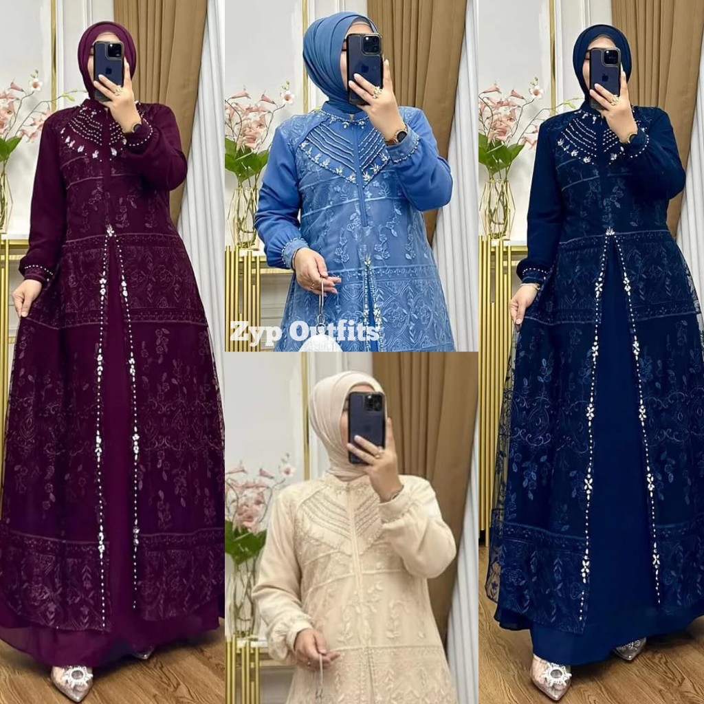 ZYPOUTFITS AQILA DRESS CERUTY BABYDOLL MIX BRUKAT MAHOGANY FULL PURING SIMPLE ELEGAN