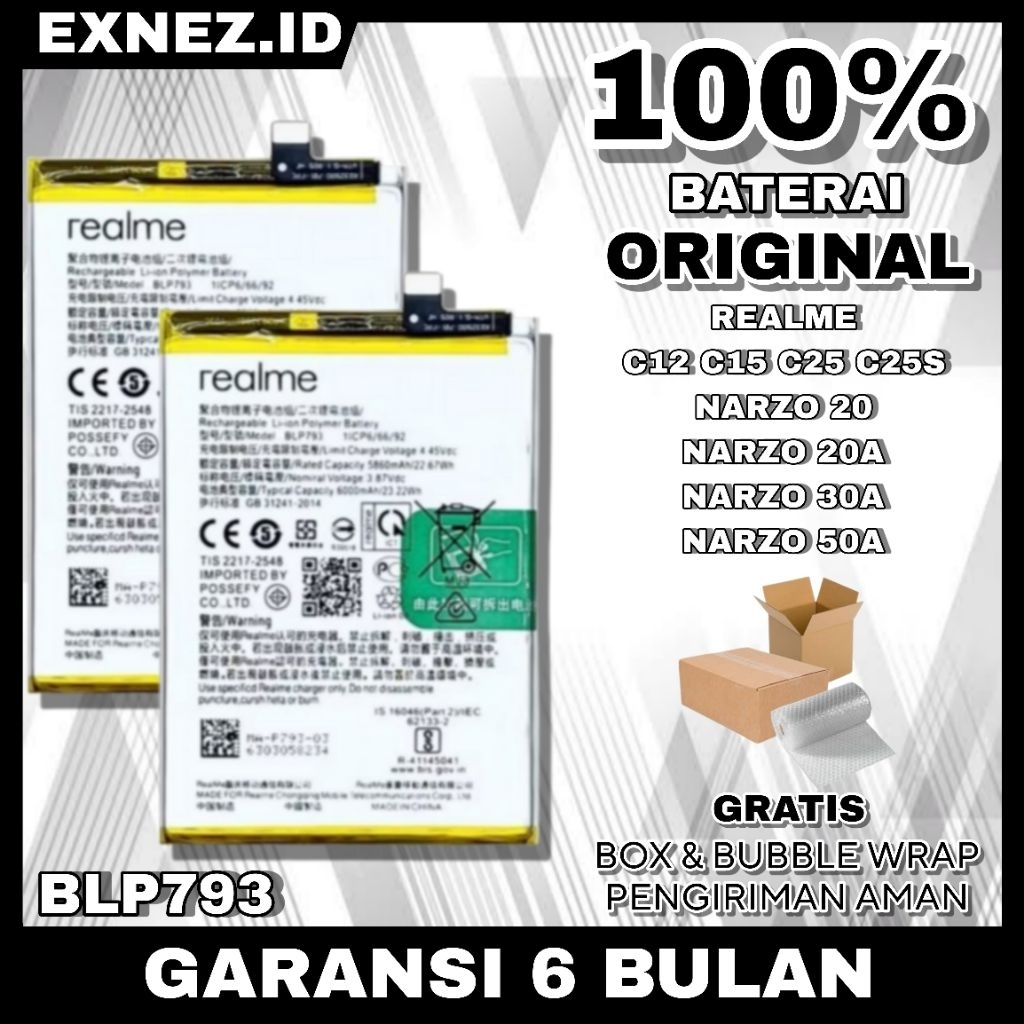 BATERAI BATRAI BATERE BATTERY BATU BATRE REALME C12 C15 C25 C25S NARZO 20 NARZO 20A NARZO 30A NARZO 