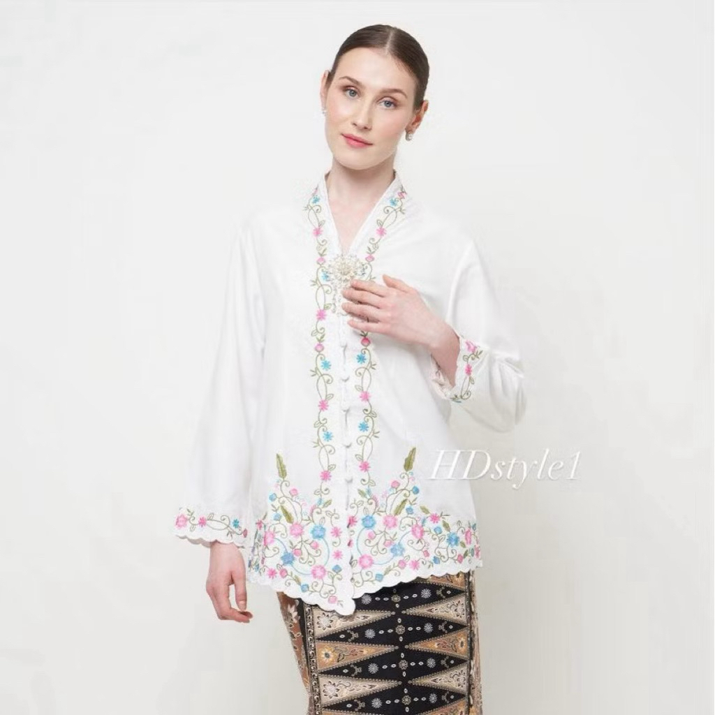 kebaya encim modern warna putih anggun xxl