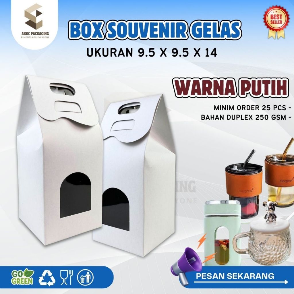 PUTIH Gelas Tutup Lembaran - PAPERBOX GELAS KACA BOX MUG DUS KEMASAN BOX PACKAGING SOUVENIR GIFT MUG