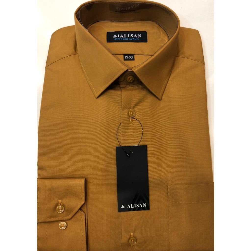 Kemeja Alisan Polos Lengan Panjang Coklat7 Reguler