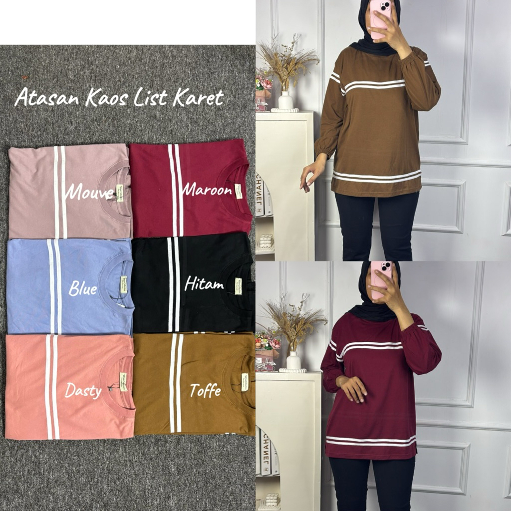 Lea Blouse Kaos List Wanita | Atasan kaos combed