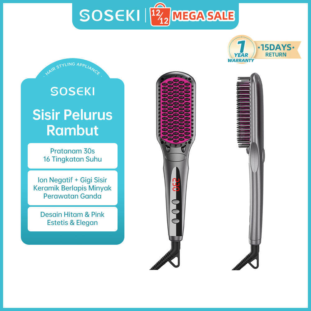 SOSEKI Sisir Catokan Pelurus Rambut 16 Tingkat Suhu / 170g Catokan Mini Ringan / Tegangan Global 100