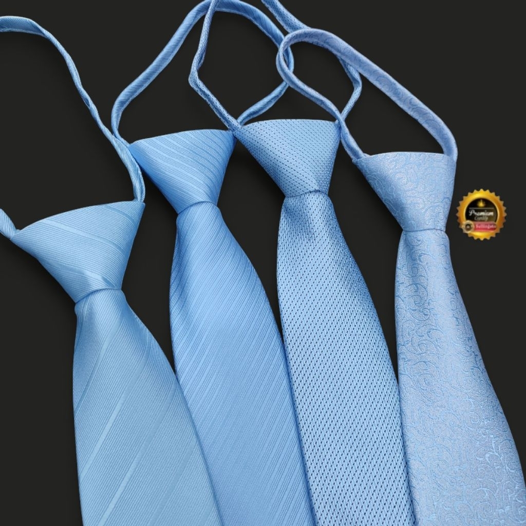 Dasi polos Biru muda dasi instan langsung pakai dasi pria