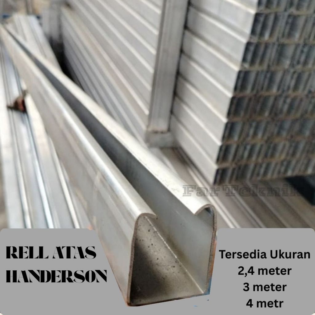 Rel Atas Henderson 3 Meter Besi Tebal | Rel Pintu Geser Lasan | Rel Sliding Door Anti Karat & Awet