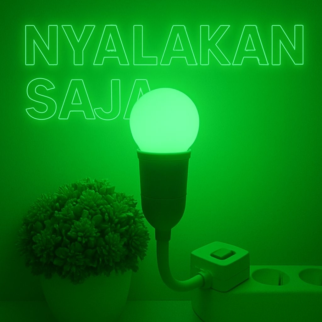 BEST SELLER Lampu Tidur LED Warna HIJAU Neon Glow | Fitting Fleksibel Tombol ON/OFF | Hemat Listrik 