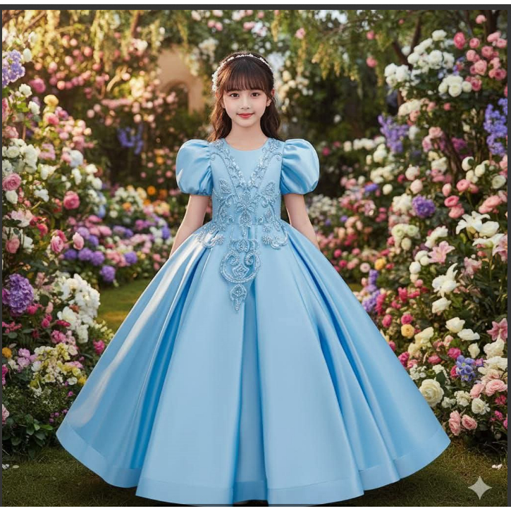 NTP-2025-Gaun  natal anak dress natal anak baju natal anak gaun kembang anak gaun mewah gaun payet d