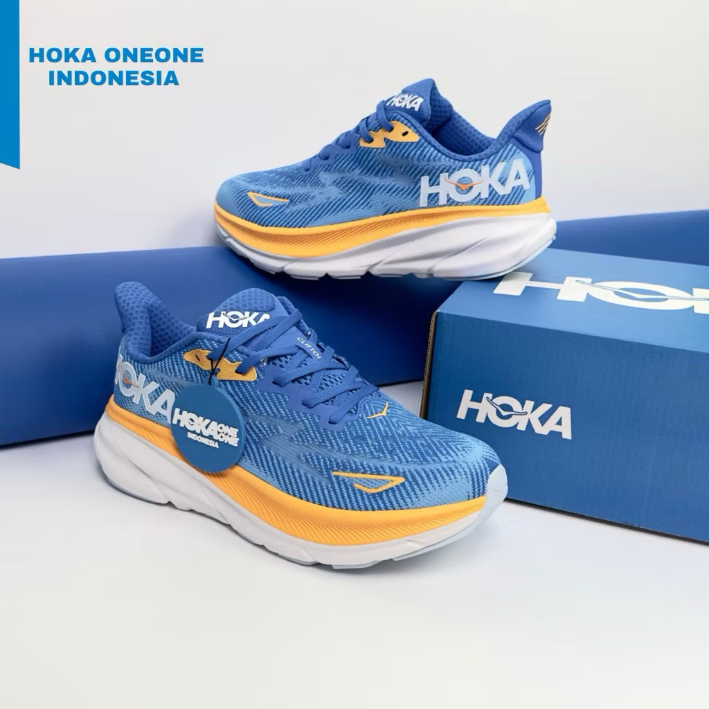 HOKA CLIFTON 9 Blue sepatu running