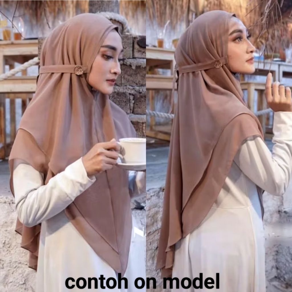 Khimar tali Nanya thewa warna ungu terong