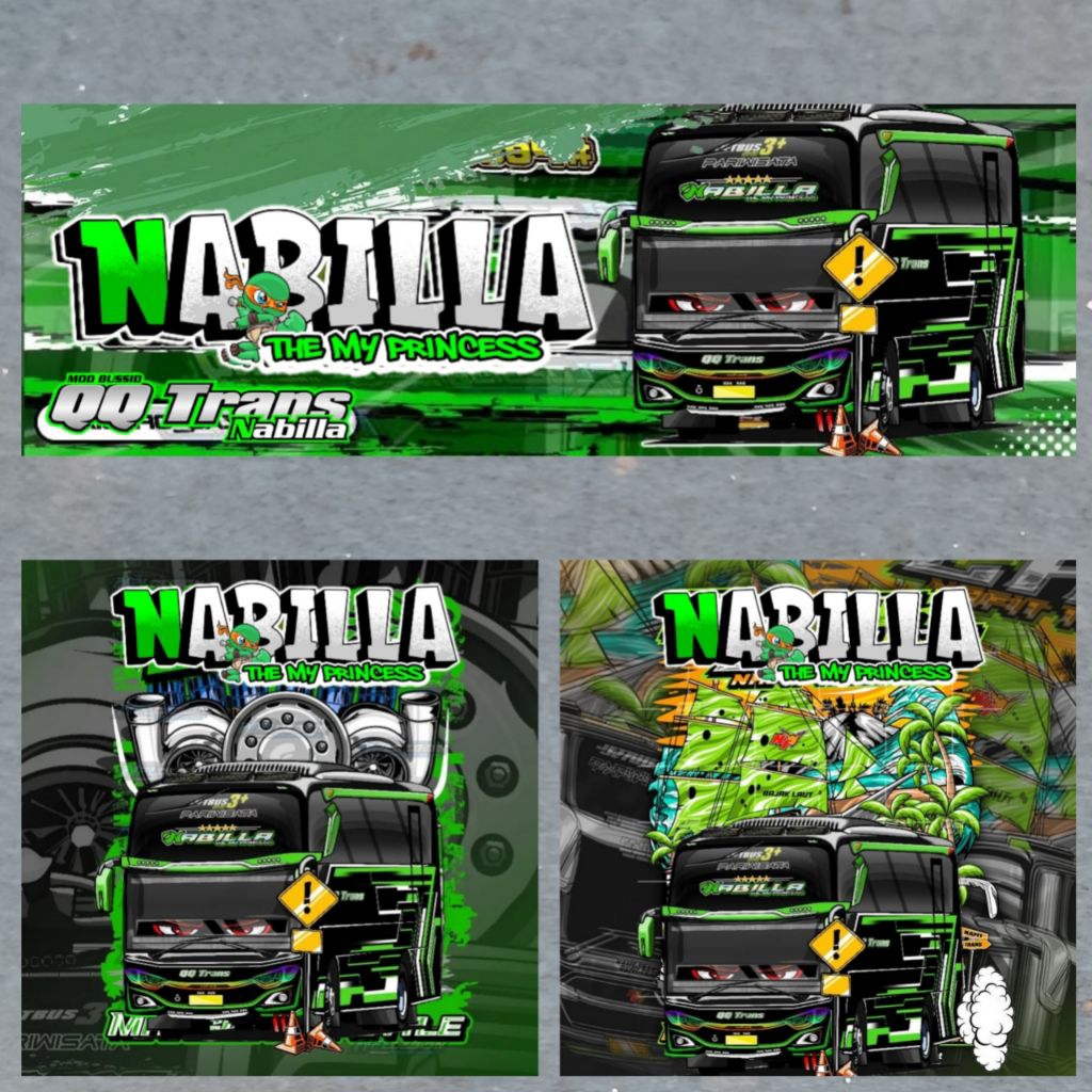ISI 3 Stiker bus NABILA QQ Trans stiker bus bis QQ Trans NABILA