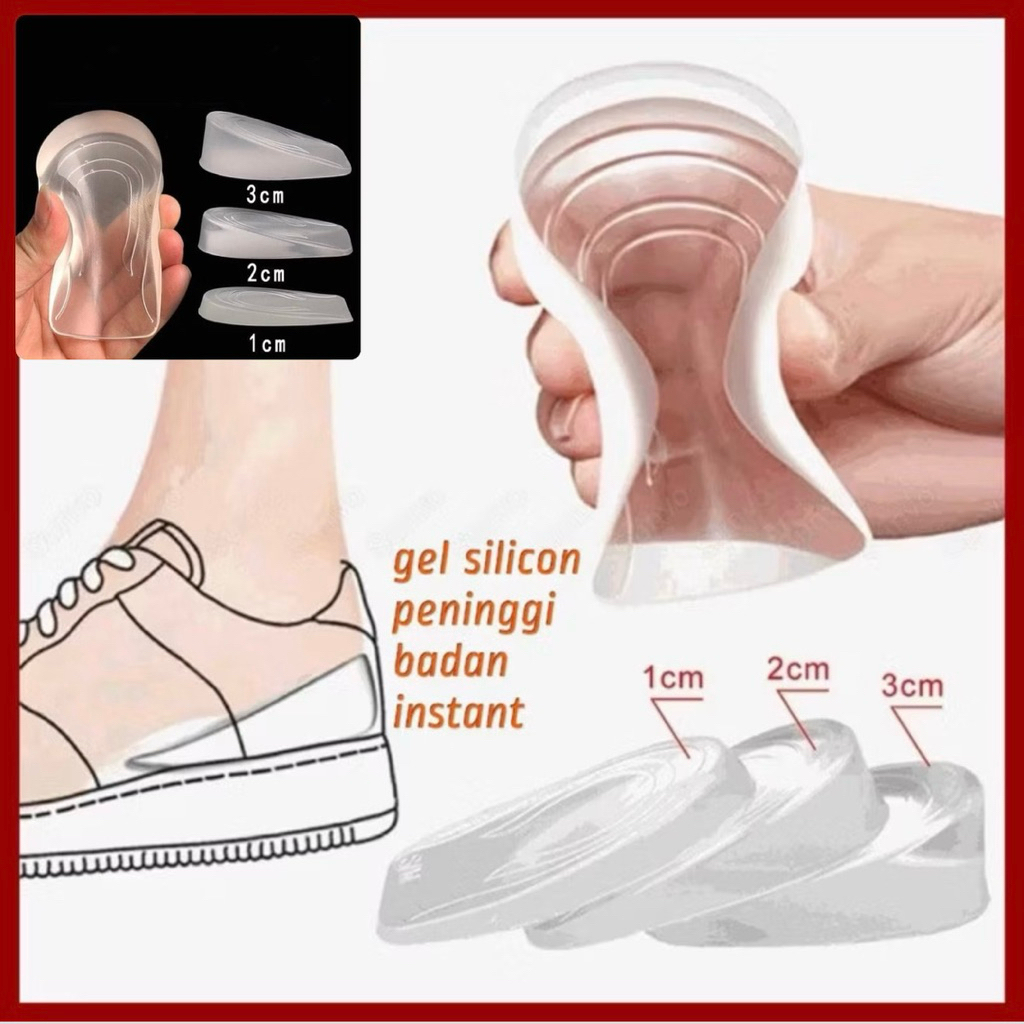 Insole Peninggi Badan Invisoble Bahan Silicon Gel Insole Sepatu Wanita Alas Kaki Peninggi Badan Inst