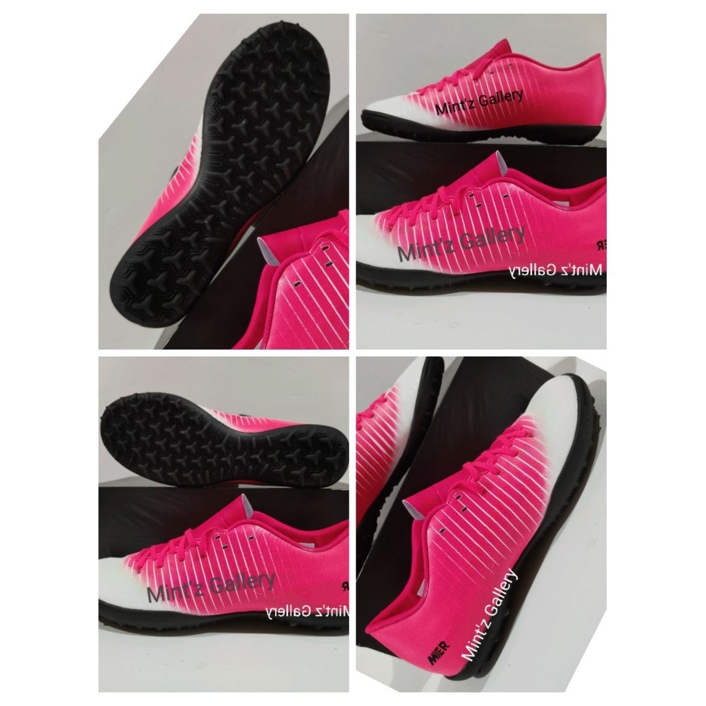 sepatu bola futsal warna mercurial pink lurik white